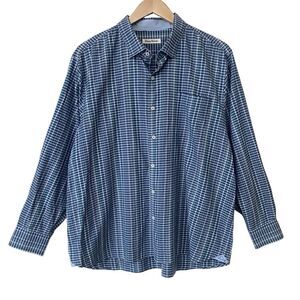 Tommy Bahama Mens Size XXL Blue Teal Green Plaid Button Up Shirt Long Sleeve